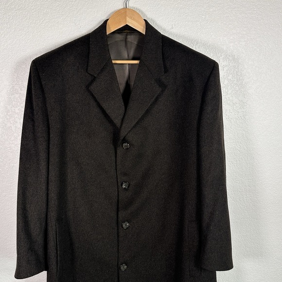 Lanificio Fedora Saks Fifth Avenue 100% Cashmere Overcoat Italy‎ Brown 46R FLAW